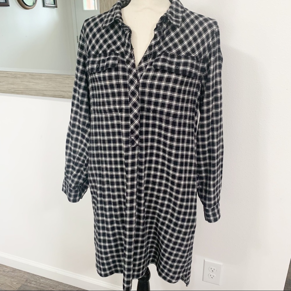 Madewell popover plaid shirt dress buttondown